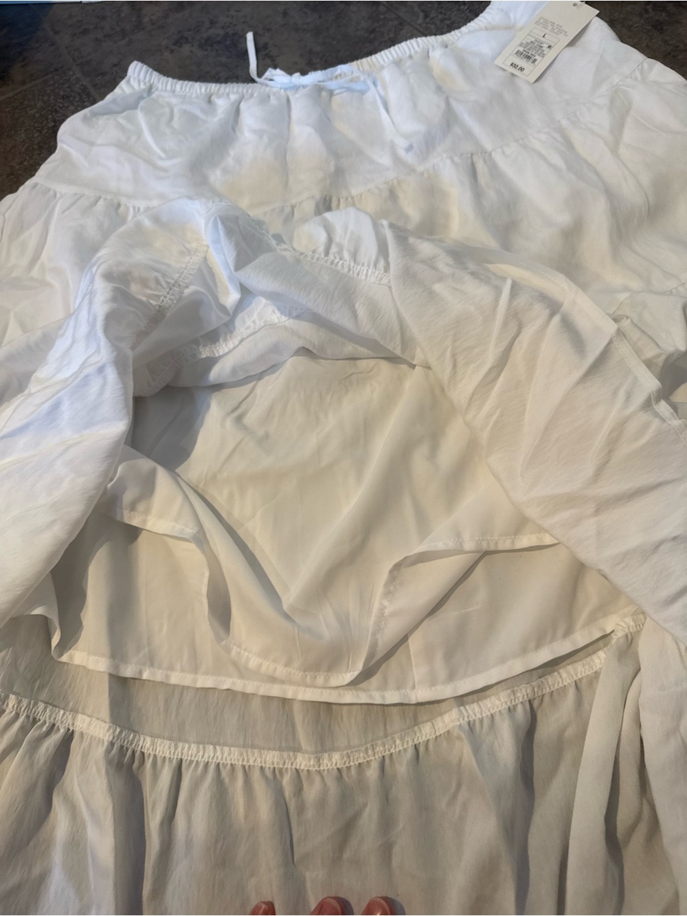 Tiered White Women’s Skirt - Lightweight Summer Layered Design - Picture 3 of 6